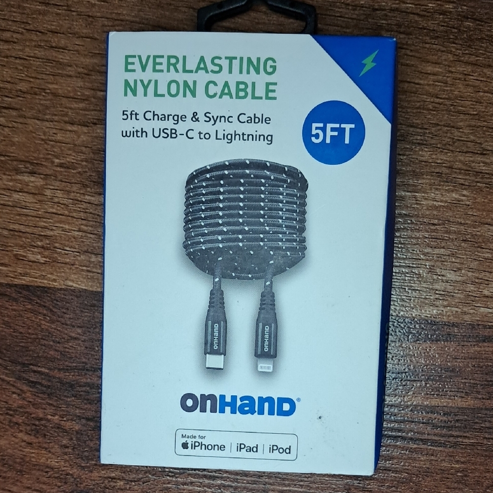 Black Nylon USB-C to Lightning Cable - 5ft